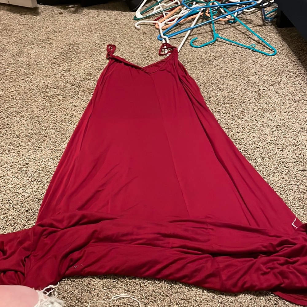 A long dress with adjustable straps